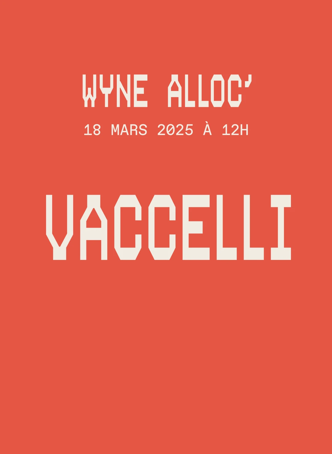 Visuel d'annonce de la Wyne Alloc' Vaccelli, mars 2025